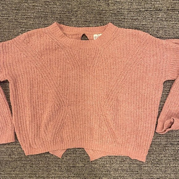 Hippie Rose Pink Chenille Pullover Sweater Top Open Back Detail - Picture 1 of 3